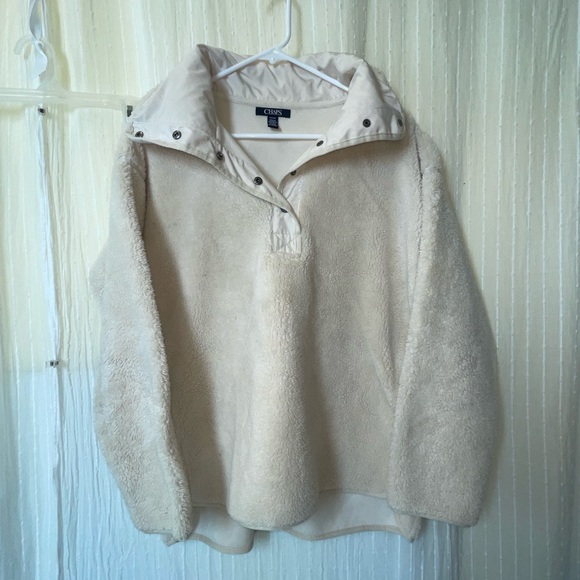 Chaps thick creamy off-white thick soft fleece pullover size small fits loose - Picture 7 of 8